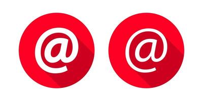 At the rate sign icon set with long shadow. Communication sign vector