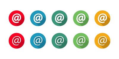 At the rate sign icon set with long shadow. Communication sign vector