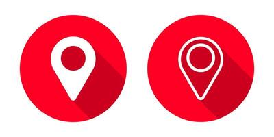 Location or pointer icon with long shadow . Location sign vector