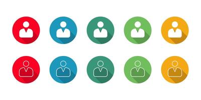 Profile or User Icon set illustration with long shadow. Business Sign vector