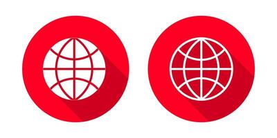 Globe or web icon with long shadow. Communication sign vector