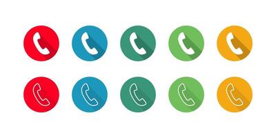 Call Icon set with long shadow. Communication Sign vector
