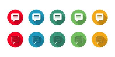 Chat or message Icon set illustration with long shadow. Communication Sign vector