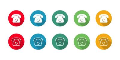 Telephone call Icon set illustration with long shadow. Communication Sign vector
