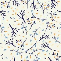 seamless floral pattern with small branches and leaves on light background vector