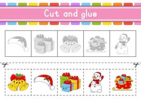 Cut and play. Paper game with glue. vector