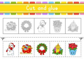 Cut and play. Paper game with glue. vector