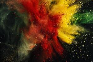 Abstract colorful explosion with red, yellow and green colors. photo