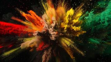 Abstract explosion of colorful powder, perfect for design backgrounds. photo