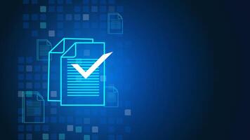 Clipboard with checklist or check digital documents on blue background. Business vector