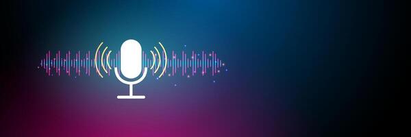 Voice recognition concepts. Sound wave with imitation of voice, and microphone icon. vector