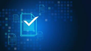 Check digital documents or clipboard with checklist on blue background. business vector