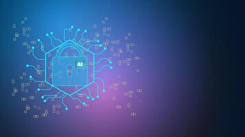 Cyber security ai background. Machine learning secure. Blue background illustration vector