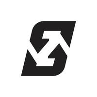 Letter Zs or Sz modern negative space abstract logo idea vector