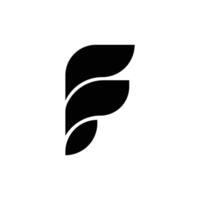 Letter F with modern leaf shape abstract flat logo vector