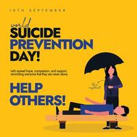 Suicide Prevention Day. 10th September World Suicide Prevention day conceptual banner. The day is to raise awareness about this complex issue and promotes that suicide can be prevented. vector