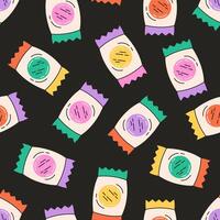 Seamless pattern with colorful candies. Halloween sweets seamless pattern vector