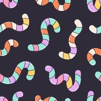 Seamless pattern with colorful gummy worms. Sweets, candies. Halloween sweets seamless pattern vector