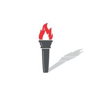 illustration of torch flame, flat design with shadow. vector