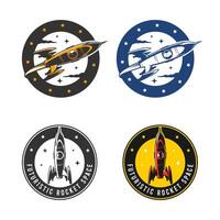 The emblem logo features a futuristic rocket in a dynamic space theme vector