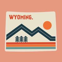 Wyoming Retro Line Map and nature design perfect for stickers, apparel, etc vector