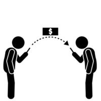 illustration of a man transferring money from a cellphone vector