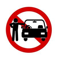 warning sign prohibiting touching and handling the car vector