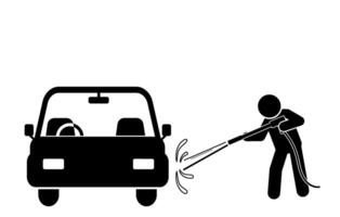 CAR WASHING FLAT CHARACTER ICON ILLUSTRATION vector
