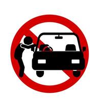 warning sign no peeking into the car vector