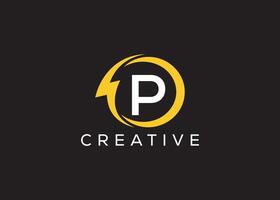 Minimal and professional Letter P thunder logo design template vector