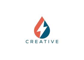 Minimal and professional thunder and drop logo design template vector