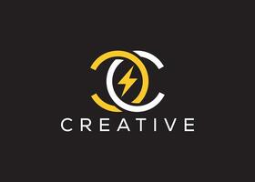 Minimal and professional Letter C C thunder logo design template vector