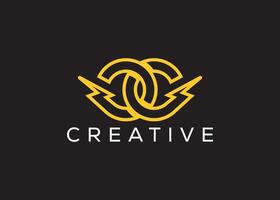 Minimal and professional Letter C C thunder logo design template vector