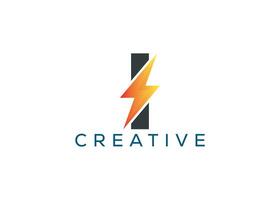 Minimal and professional Letter I thunder logo design template vector