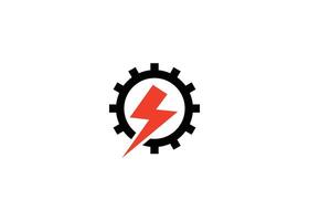Minimal and professional gear and thunder logo design template. Simple gear thunder logo vector