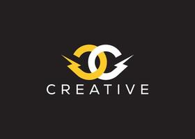 Minimal and professional Letter C C thunder logo design template vector