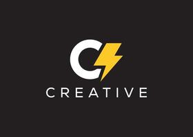 Minimal and professional Letter C thunder logo design template vector