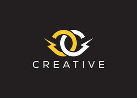 Minimal and professional Letter C C thunder logo design template vector