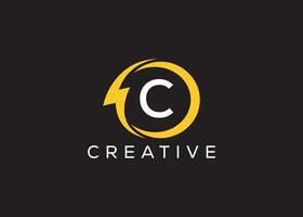 Minimal and professional Letter C thunder logo design template vector