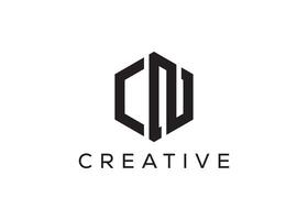 Minimal and professional letter C N polygon logo design template vector
