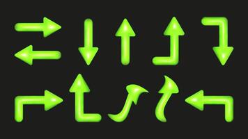 3D plastic elements set isolated abstract shapes. Set of arrows. Geometric shapes are bright saturated colors. . vector