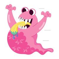 A flat style sticker of monster character with weird expressions vector