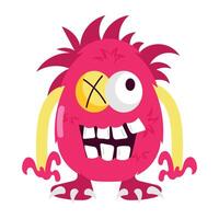Cartoon style sticker of evil monster vector
