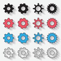 Gear icon with shadow design Gears collection on a white background Mechanism wheels logo vector