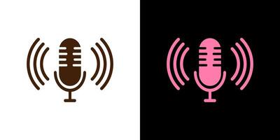 Podcast microphone sound wave. Podcast player. vector