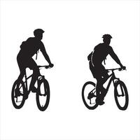 Cyclists silhouette isolated on white background vector