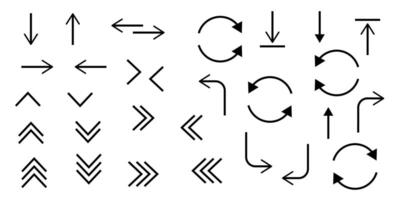 Set of simple line black arrows icon set. vector