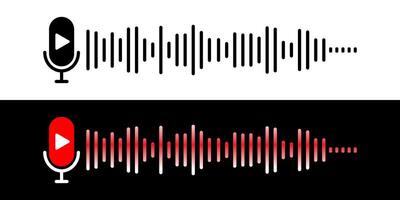 Podcast microphone sound wave. Podcast player. vector