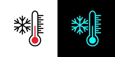 Cold weather and low temperature icon. Freeze thermometer icon cool temperature symbol. vector