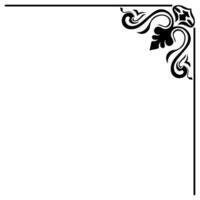 Thin line vintage corner. Medieval period of the Victorian dynasty. Fancy black monogram frame design element abstract icon collection Flower simple symbol vector